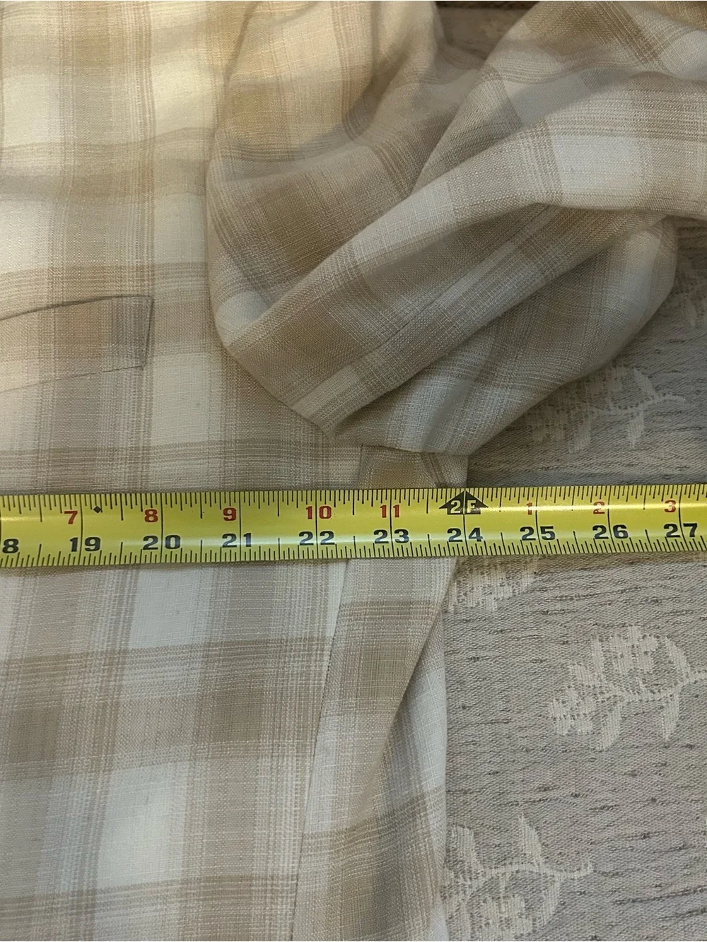 Falcone Superlative 150’s Neutral Plaid Blazer Linen Blend 3-Button Dbl Vent 48L - Picture 10 of 12